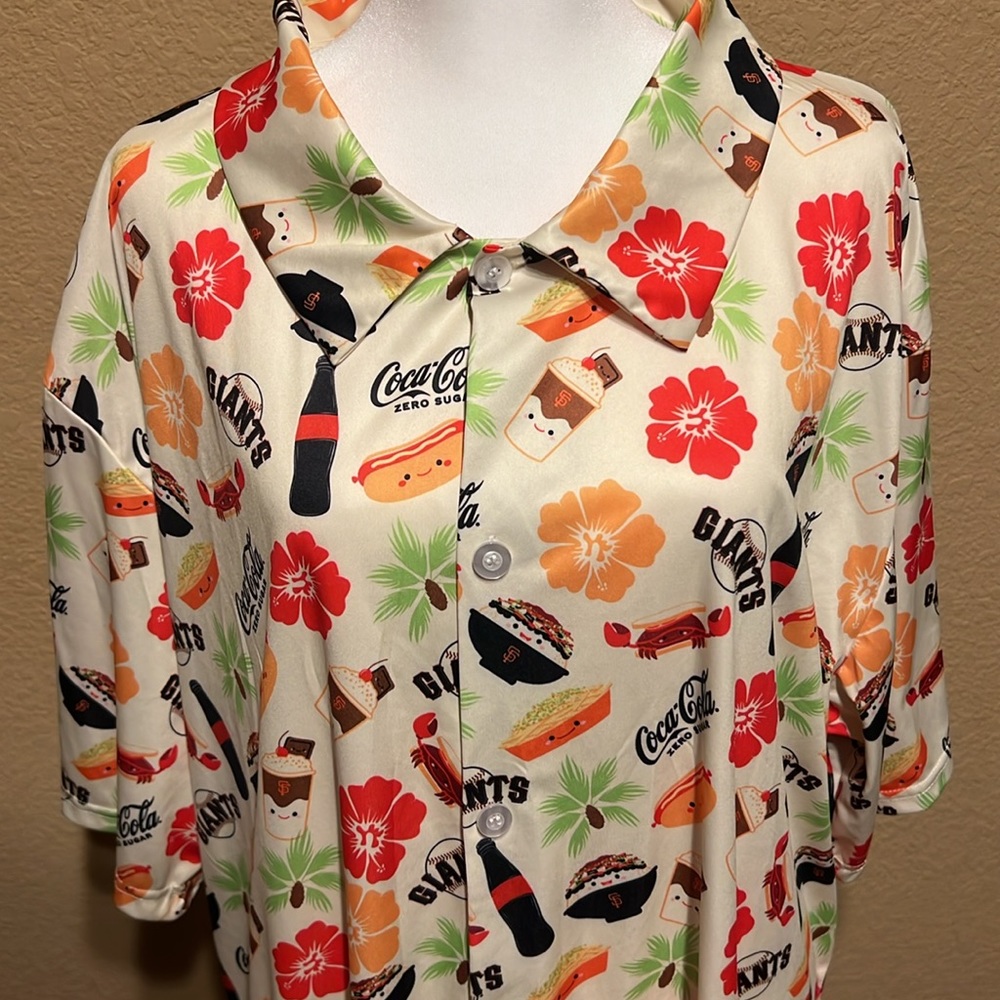 ⚾️🖤🧡MLB San Francisco Giants Hawaiian Aloha Button SGA cool polyester Shirt XL🏟️